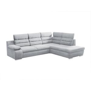 Sofá cama rinconero de tela PYLOS - Gris - Ángulo derecho