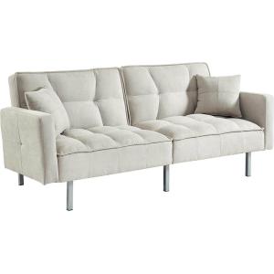 Sofá cama de 3 plazas de tela MINEY - Gris claro