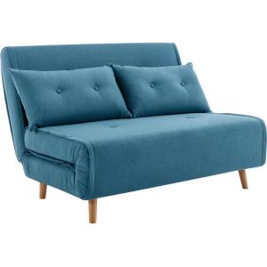Sofá cama de 2 plazas de tela azul URIBIA
