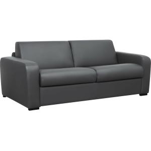 Sofá cama de 3 plazas tipo italiano de cuero gris BEVIS - C…