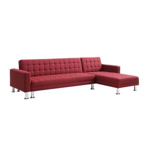 Sofá cama rinconero WILLIS - Ángulo reversible - Tela - Roj…