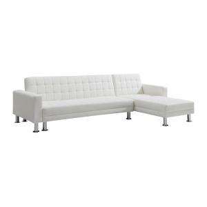 Sofá cama esquinero y reversible de piel sintética blanco W…