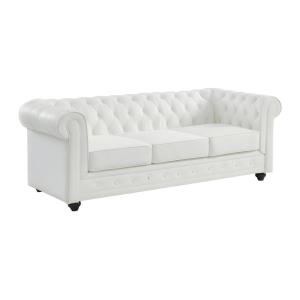 Sofá de 3 plazas de piel de búfalo CHESTERFIELD - Blanco