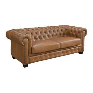 Sofá chesterfield de 3 plazas BRENTON 100% piel de búfalo -…