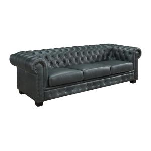 Sofá chesterfield 4 plazas BRENTON 100% piel de búfalo - Ve…