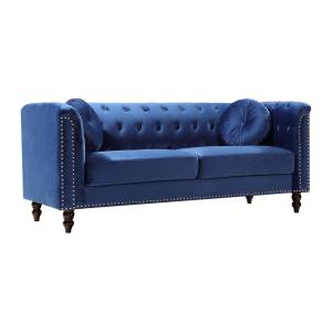 Sofá de 3 plazas de terciopelo Azul real TURNER