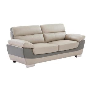 Sofá 3 plazas de piel FRANCESCA - Bicolor antracita y gris