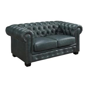 Sofá chesterfield 2 plazas BRENTON 100% piel de búfalo - Ve…