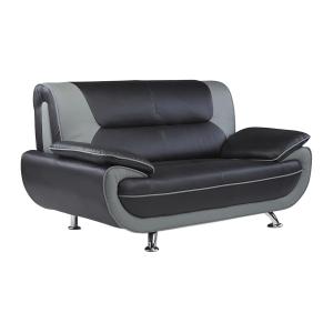 Sofá 2 plazas de piel sintética NIGEL - Bicolor negro/gris