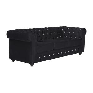 Sofá 3 plazas de terciopelo CHESTERFIELD - negro con botone…