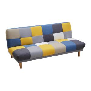 Sofá cama de 3 plazas de tela MARDAG - Patchwork gris azul…