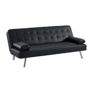 Sofá cama clic-clac MICHELLE de piel sintética - Negro