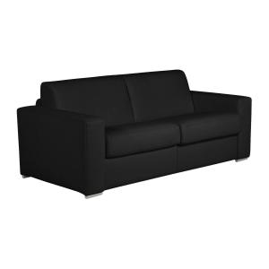 Sofá cama de 3 plazas 100% piel de búfalo negro colchón de…