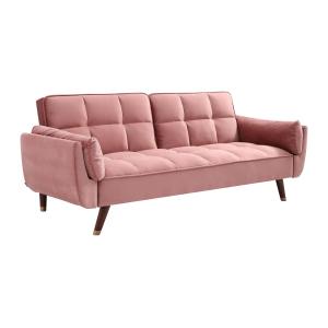 Sofá cama de 3 plazas de terciopelo rosa GULCAN