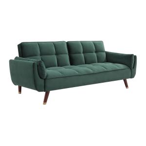 Sofá cama de 3 plazas de terciopelo verde GULCAN