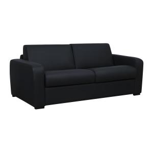 Sofá cama de 3 plazas con apertura italiana de piel negro c…