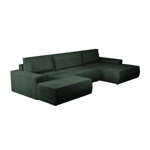 Gran sofá cama rinconera panorámico de terciopelo de canalé…