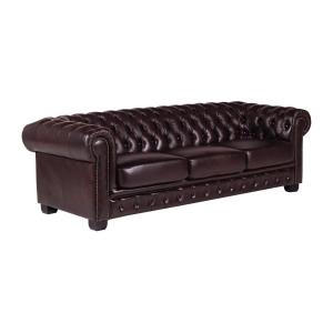 Sofá chesterfield de 4 plazas BRENTON 100% piel de búfalo -…