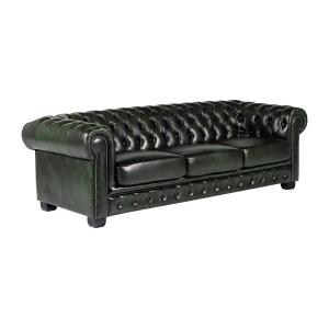 Sofá chesterfield de 4 plazas BRENTON 100% piel de búfalo -…