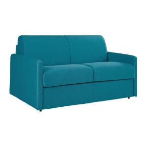 Sofá cama italiano 2 plazas de tela CALIFE - Azul - Cama 12…