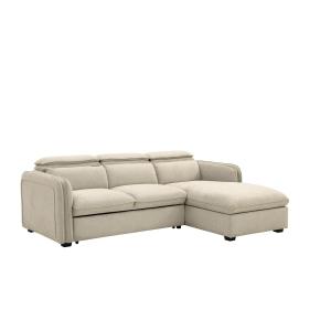Sofá cama rinconero derecho de tela beige ORELANA