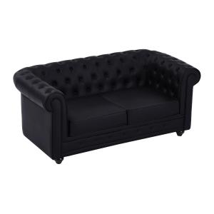 Sofá de 2 plazas de piel sintética negro CHESTERFIELD