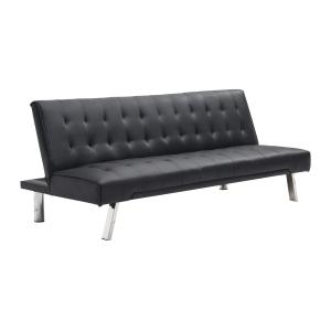 Sofá cama clic-clac GUILLAUME de piel sintética - Negro