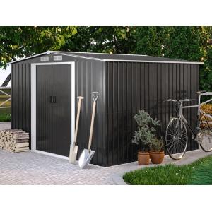 Caseta de jardín de acero galvanizado gris MANSO - 66 m² -…