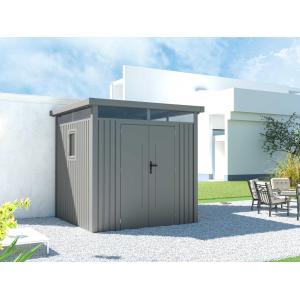Caseta de jardín metal de acero galvanizado gris 44 m² - RI…