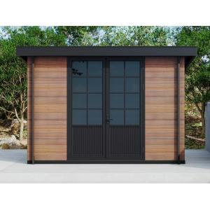 Caseta de jardín de composite de madera natural oscura 9 m²…