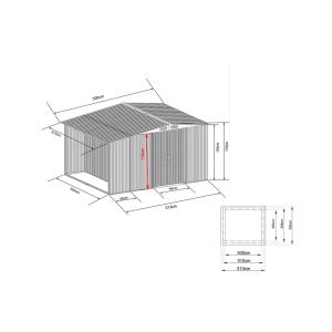 Caseta de jardín de acero galvanizado gris LERY - 105m²