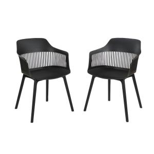 Juego de 2 sillones de jardín de polipropileno - Negro - SO…