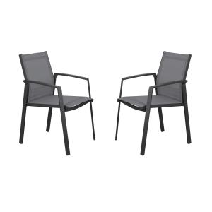 Juego de 2 sillones de jardín apilables de aluminio - Antra…