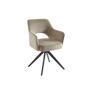 Silla giratoria con reposabrazos de terciopelo y metal negr…
