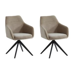 Juego de 2 sillas MUSE - Con brazos - Tela - Beige