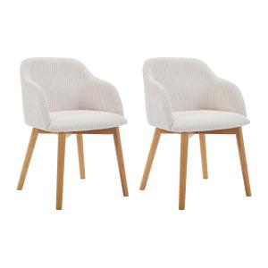 Conjunto de 2 sillas con apoyabrazos de pana y madera de he…