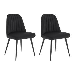 Conjunto de 2 sillas de terciopelo y metal - Negro - ELEANA