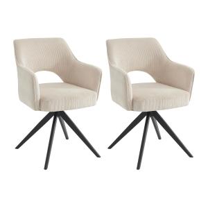 Conjunto de 2 sillas giratorias con reposabrazos de terciop…