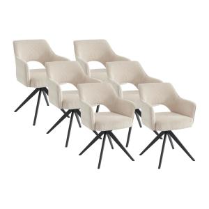 Conjunto de 6 sillas giratorias con reposabrazos de terciop…