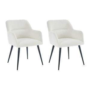 Conjunto de 2 sillas con reposabrazos de tela bouclé y meta…