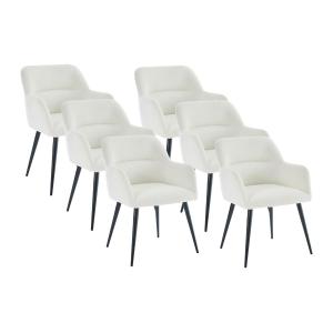 Conjunto de 6 sillas con reposabrazos de tejido bouclé y me…