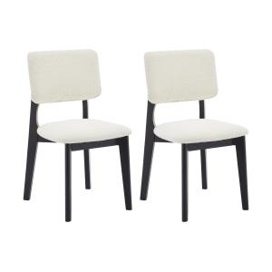 Conjunto de 2 sillas de tela bouclé y madera de caucho - Bl…