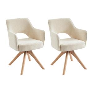 Conjunto de 2 sillas giratorias con reposabrazos en tela y…