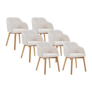 Conjunto de 6 sillas con reposabrazos de pana y madera de c…