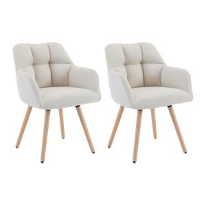 Conjunto de 2 sillas con reposabrazos - Tela y madera de ha…