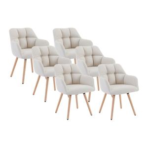 Conjunto de 6 sillas con reposabrazos - Tela y madera de ha…