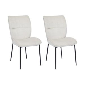 Conjunto de 2 sillas de tela texturizada y metal negro - Cr…