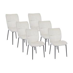 Conjunto de 6 sillas de tela texturizada y metal negro - Cr…