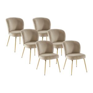 Juego de 6 sillas de terciopelo y metal dorado - Beige - PO…