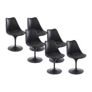 Juego de 6 sillas de polipropileno piel sintética y metal -…